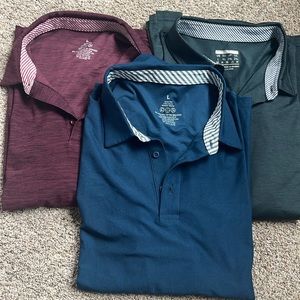Large men’s quick dry polos blue charcoal magenta